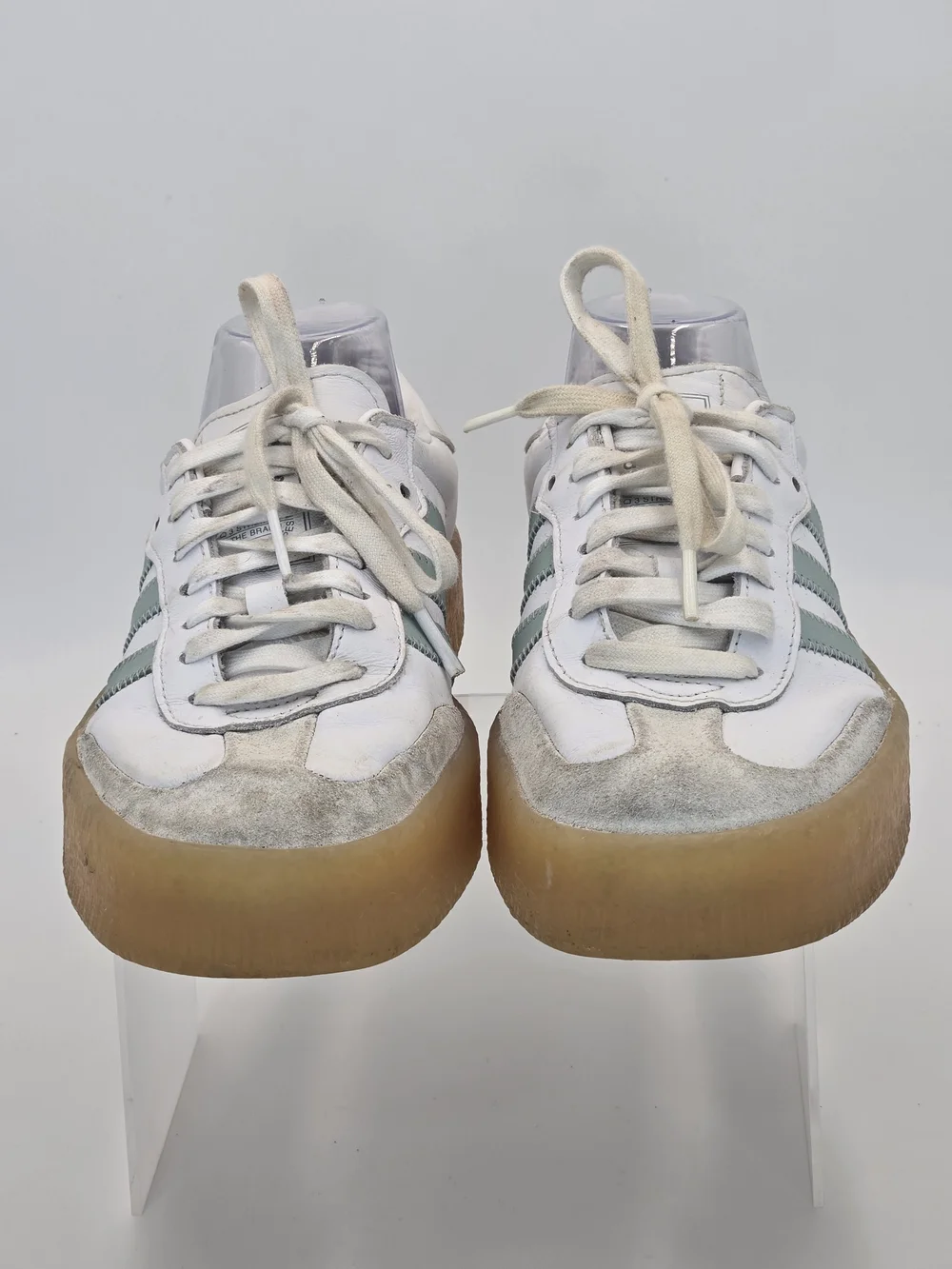 adidas Originals Sambae White Green Low-Top Sneakers w/ Gum Sole Women's Size 9